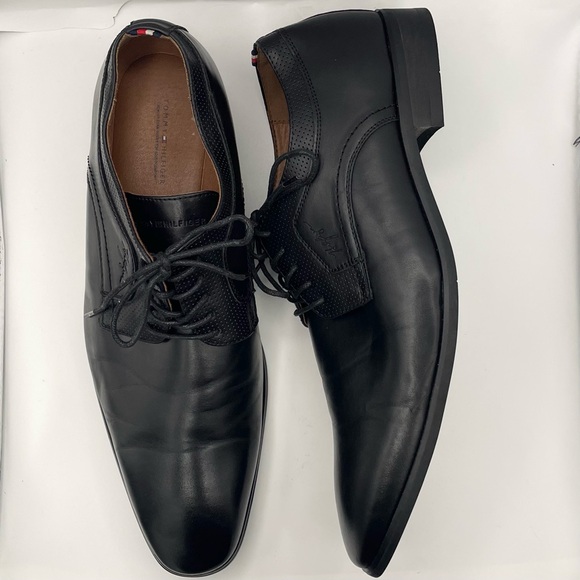 Tommy Hilfiger men Soli lace-up formal dress leather black oxford shoes  Size 12